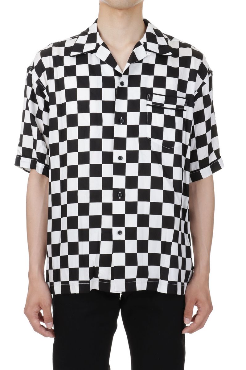 y30%OFFzCU.Denim Checker flag S/S Open Collar SH / 07 WPT (2306-5001) Minedenim(}Cfj)