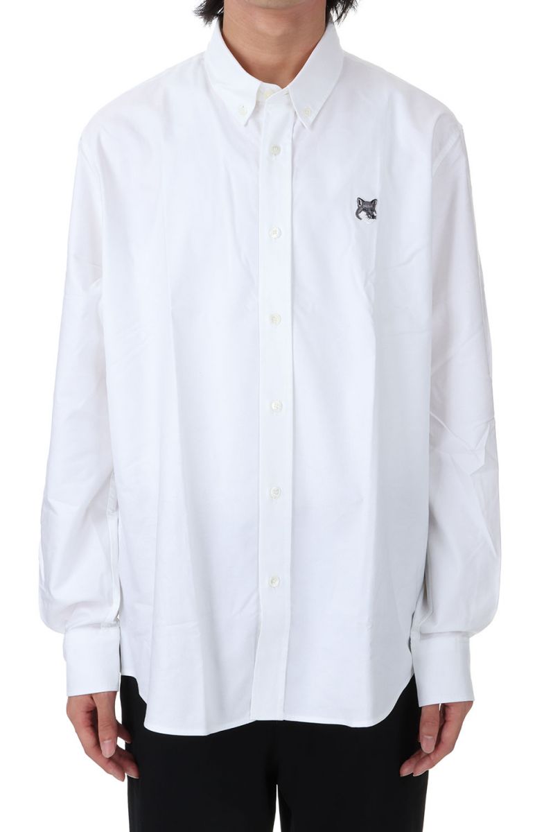 BUTTON DOWN CASUAL SHIRT WITH GREY FOX HEAD PATCH(LM 00401W C 2010) Maison Kitsune -Men-(]Lcl)