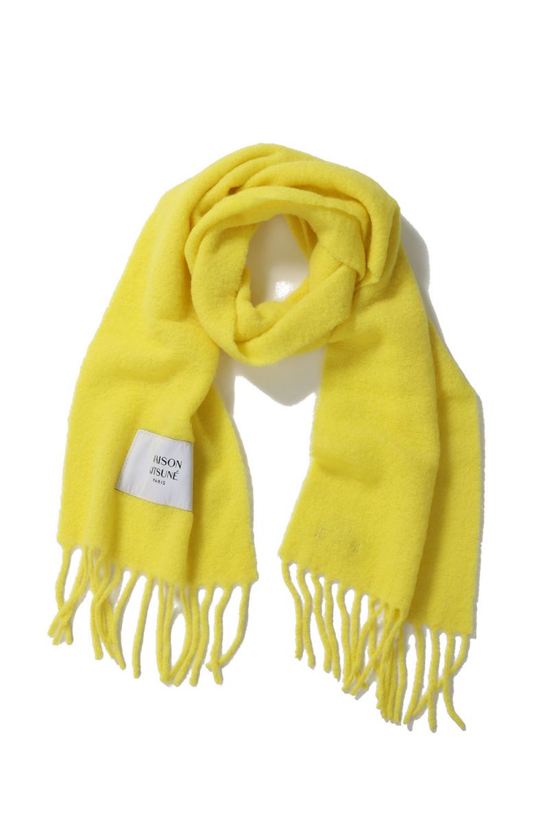 【P5倍】BABY ALPACA PLAIN SCARF -LEMON -(LW06206WA0022) Maison Kitsune -Women-(メゾンキツネ)