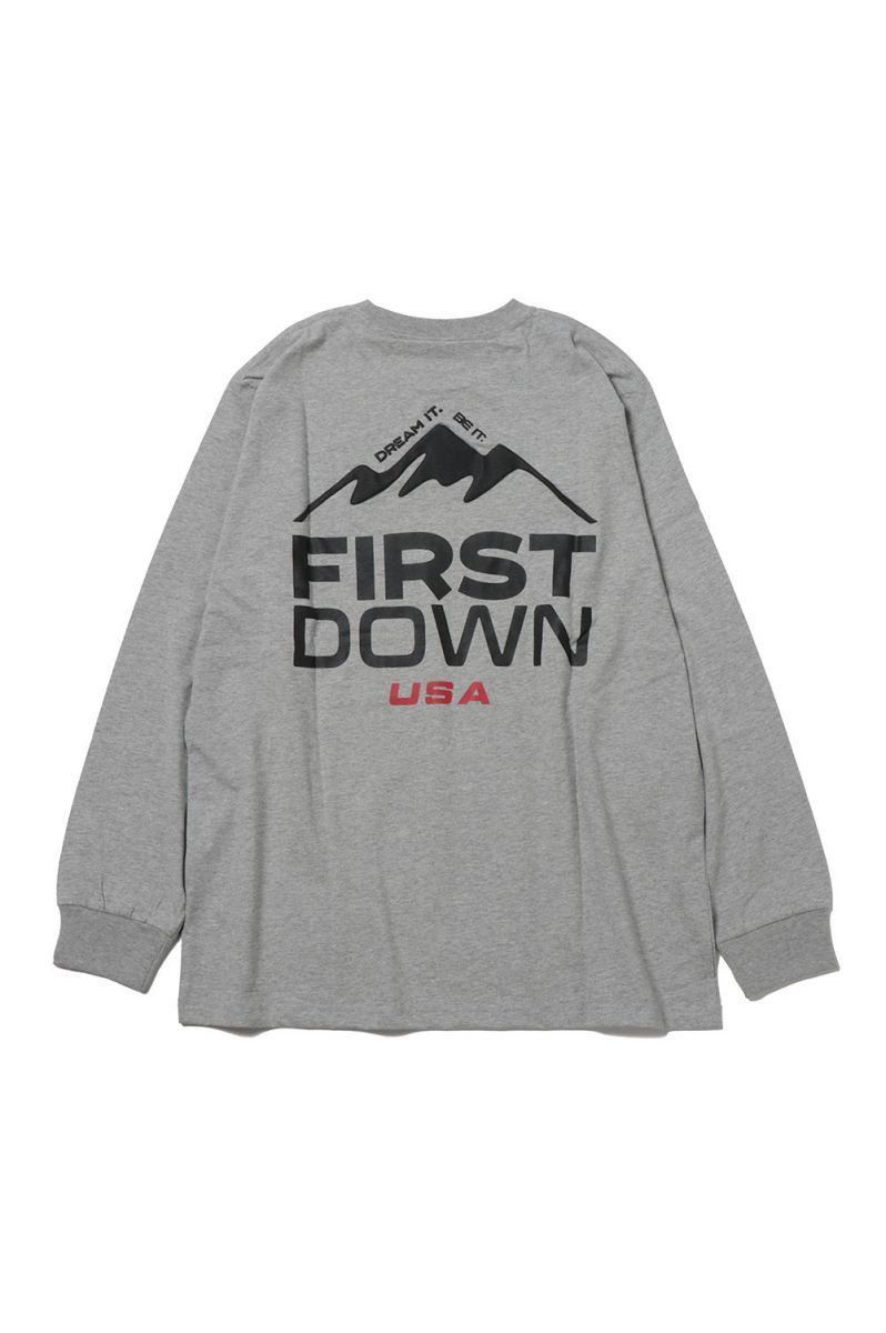 L/S TEE #1 COTTON JERSEY -HEATHER GRAY(F572034)  First Down -Men-(ファースト・ダウン)First Down ファーストダウン メンズ