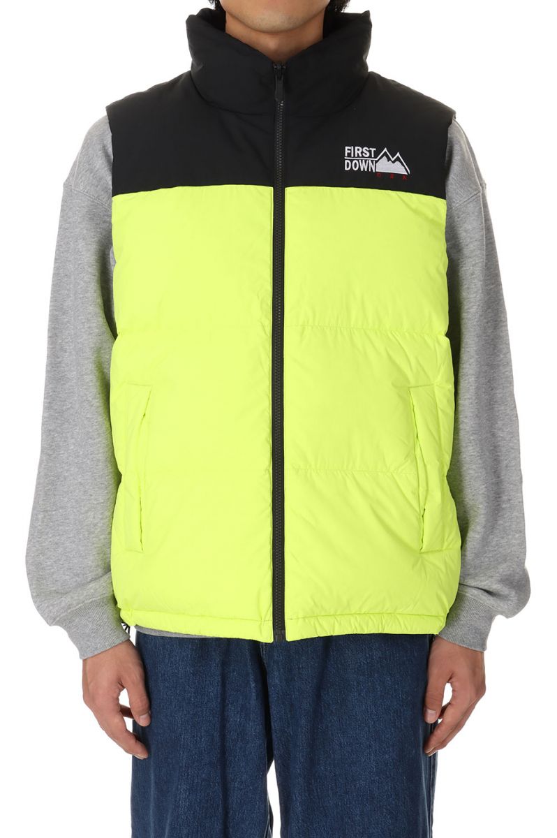 Rakuten - BUBBLE DOWN VEST MICROFT? -YELLOW(F542002) [BP] First Down -Men-(ファースト・ダウン)First Down