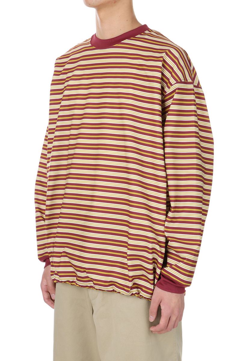 TECH DRAWSTRING MULTI BORDER L/S TEE - BURGUNDY / MUSTARD (BE-34024) DAIWA PIER39(ダイワ ピア39) 2