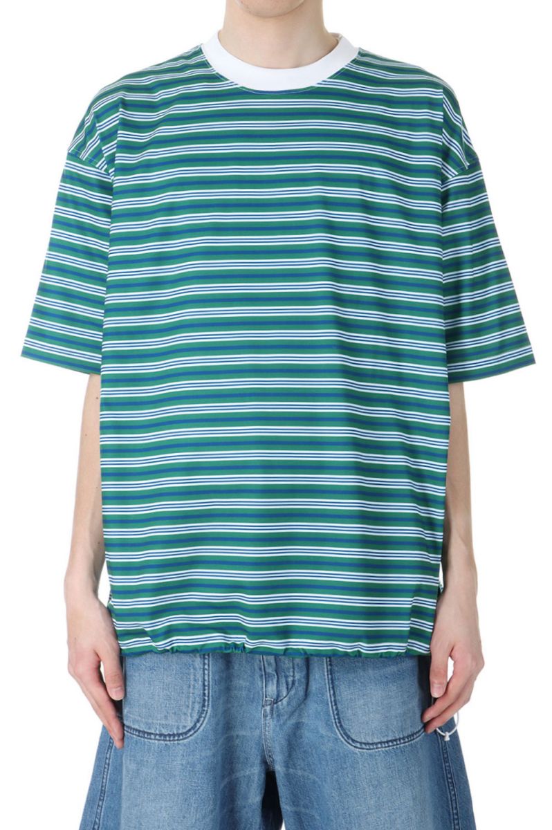 30%OFFTECH DRAWSTRING MULTI BORDER S/S TEE - GREEN / BLUE (BE-35024)...