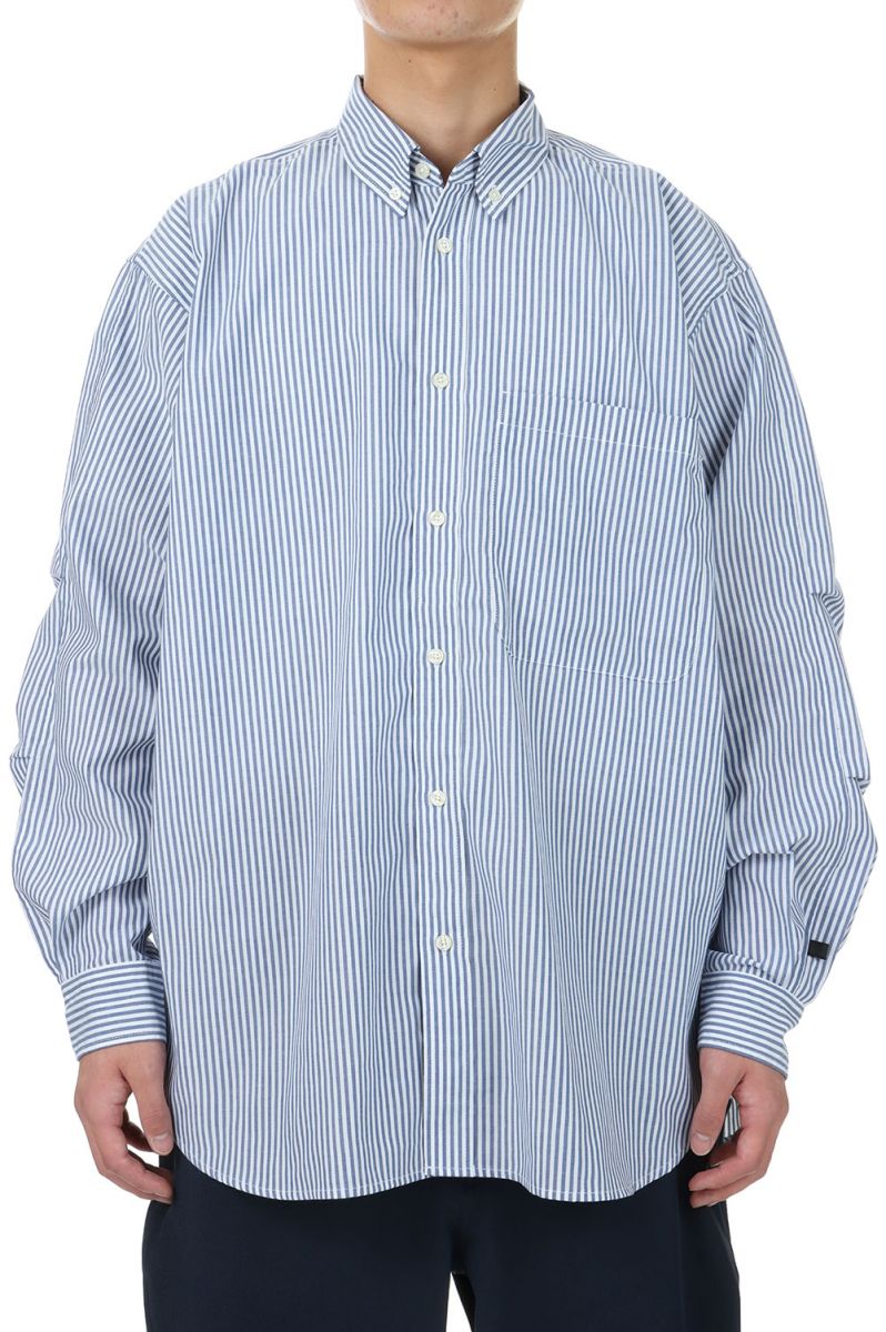 TECH BUTTON DOWN SHIRT L/S STRIPE - NAVY (BE-80024) DAIWA PIER39(_C sA39)