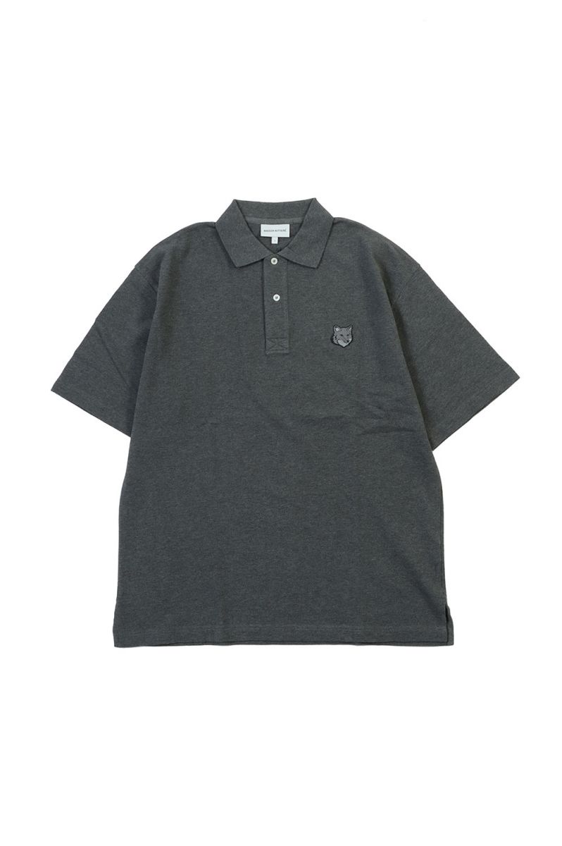 BOLD FOX HEAD PATCH OVERSIZE POLO - DARK GREY MELANGE(MM00202KJ7010) Maison Kitsune -Men-(]Lcl)