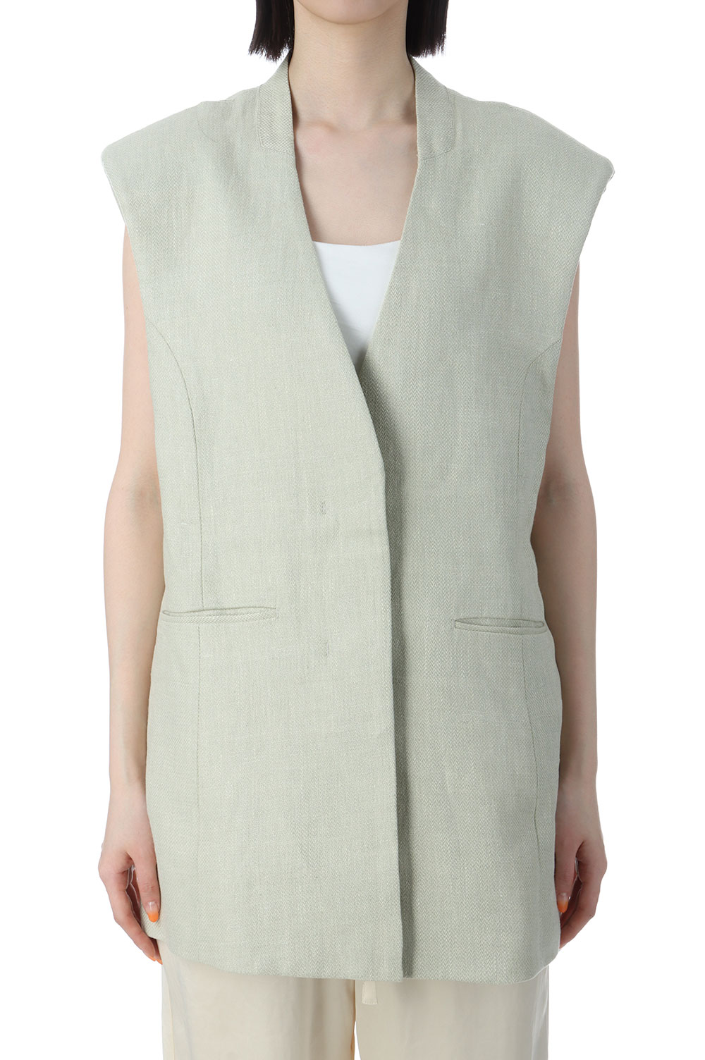 Linen Over Vest - SAGE (12510107) Todayful(トゥデイフル)