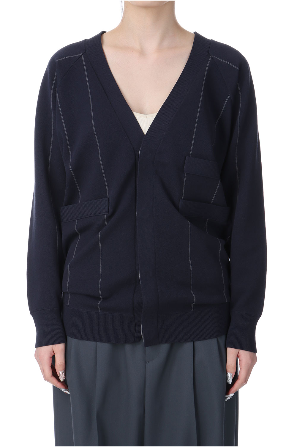 Rakuten - 【P10倍】High Twist Yern Stripe Cardigan - Navy (25SS-19-N) Jun Mikami(ジュンミカミ)