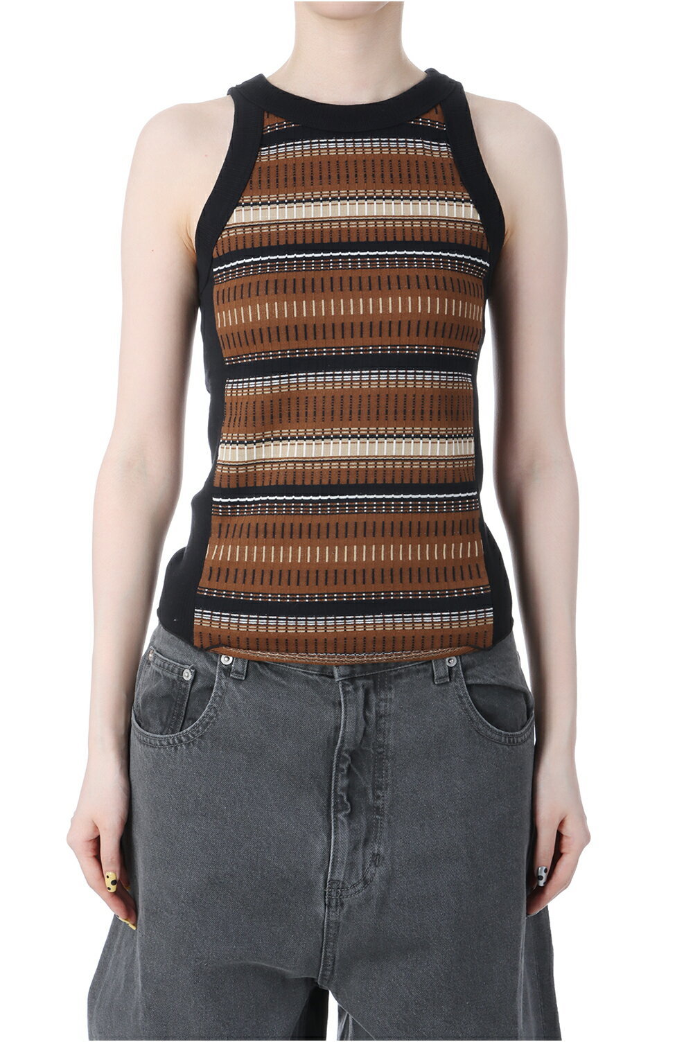 Jacquard Border Tanktop -BROWN(12510614) Todayful(トゥデイフル)