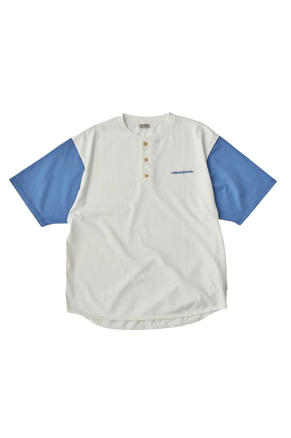 【P5倍】Henleyneck Baseball Tee - Off / Blue (SD25S-CT05) SEDAN ALL PURPOSE(セダン オール パーパ..
