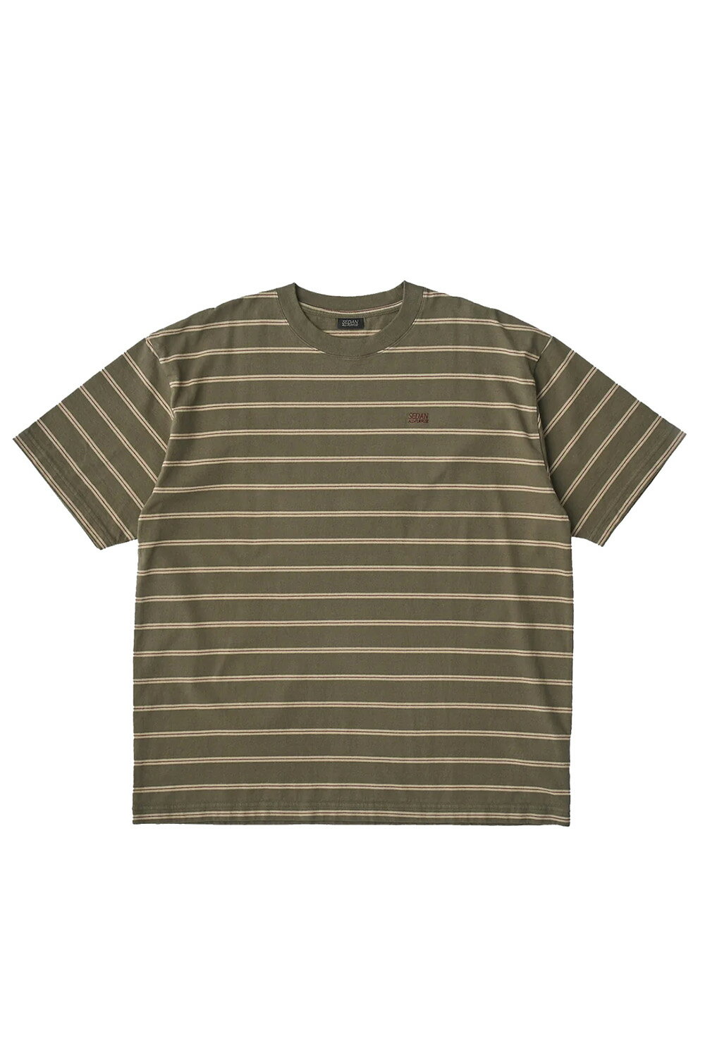 【P5倍】Striped S/S Tee - Olive / Khaki (SD25S-CT07) SEDAN ALL PURPOSE(セダン オール パーパス)