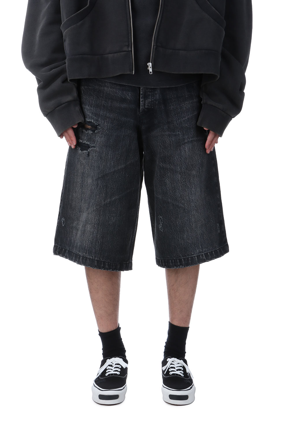 Rakuten - 【P10倍】Denim Wide Bermuda Pants - BLACK (G14PT039) KAMIYA(カミヤ)