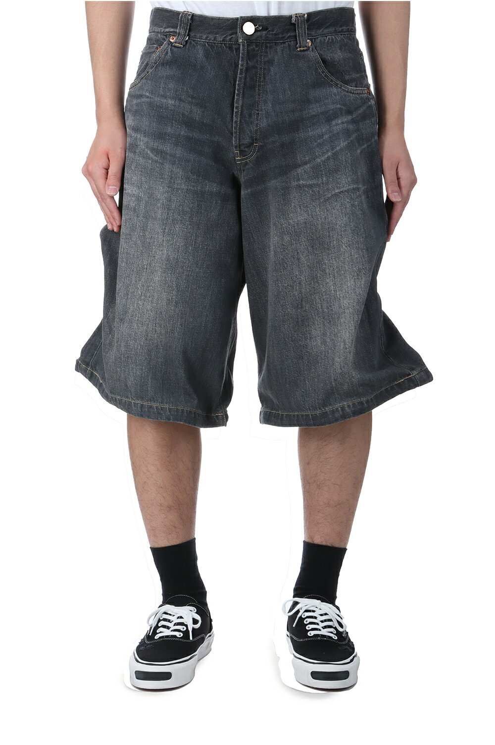 Rakuten - 【P10倍】Wire Denim Wide Bermuda Pants - GRAY (G14PT046) KAMIYA(カミヤ)