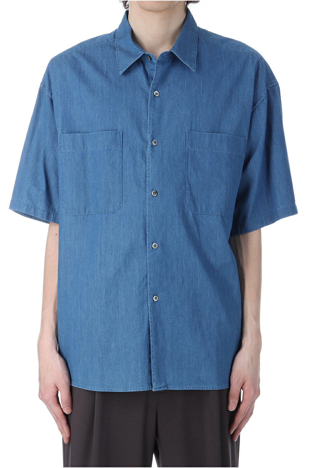 Rakuten - 【P10倍】Writer Denim Shirt - Mid Blue (AOESSH006) ANOTHER OFFICE(アナザー・オフィス)