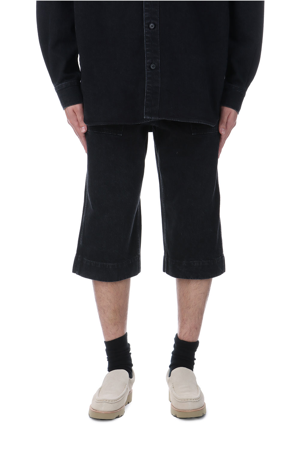 【P10倍】DENIM HALF PANT / BLACK (P005) CEIVE