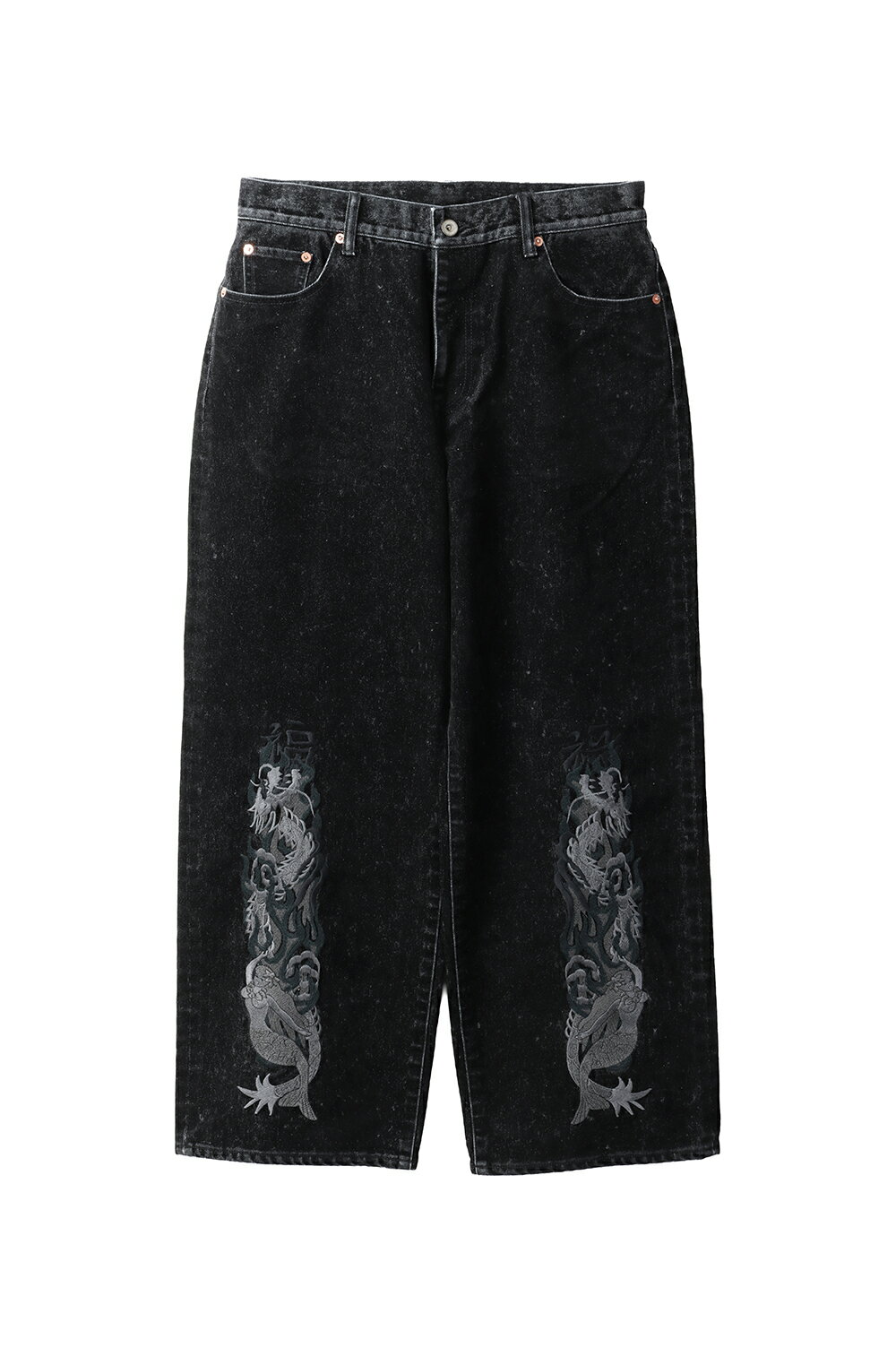 Rakuten - 【P10倍】FLOCKED DEINM EMBROIDERED PANTS - BLACK (25AW20PT325) doublet(ダブレット)