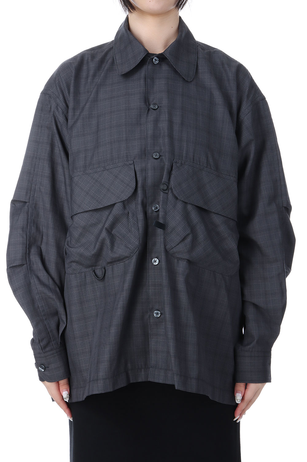 Rakuten - W's TECH SPORTS OPEN COLLAR SHIRT L/S NOVA CHECK - CHARCOAL (BE-81025WL) DAIWA PIER39 -Women-(ダイワ ピア 39)