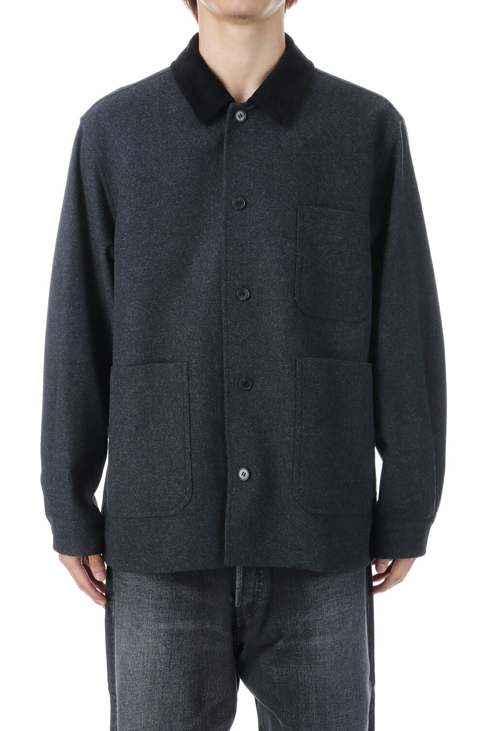 Rakuten - Santiago Cashmere Work Jacket - Heather Charcoal (AOEFJK011) ANOTHER OFFICE(アナザー・オフィス)