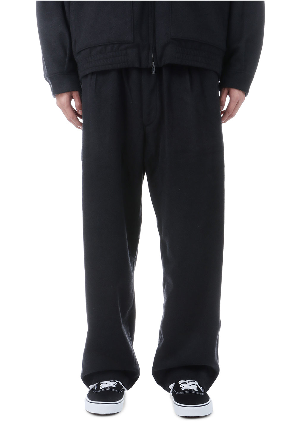 Rakuten - Super 160's WOOL HERRINGBONE MOSSER 1TUCK EASY PANTS - BLACK (GL42576) Gold(ゴールド)