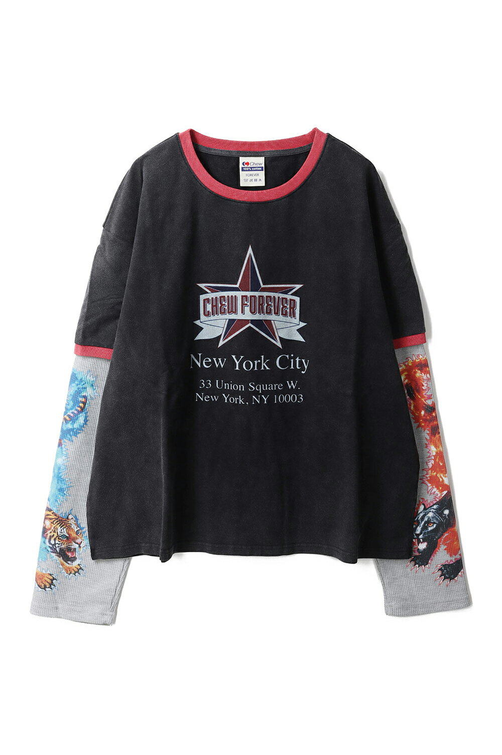 Rakuten - 【P10倍】Tommy Layered Ringer Longsleeve - Vintage Black/Grey (RSL01) Chew Forever(チューフォーエバー)