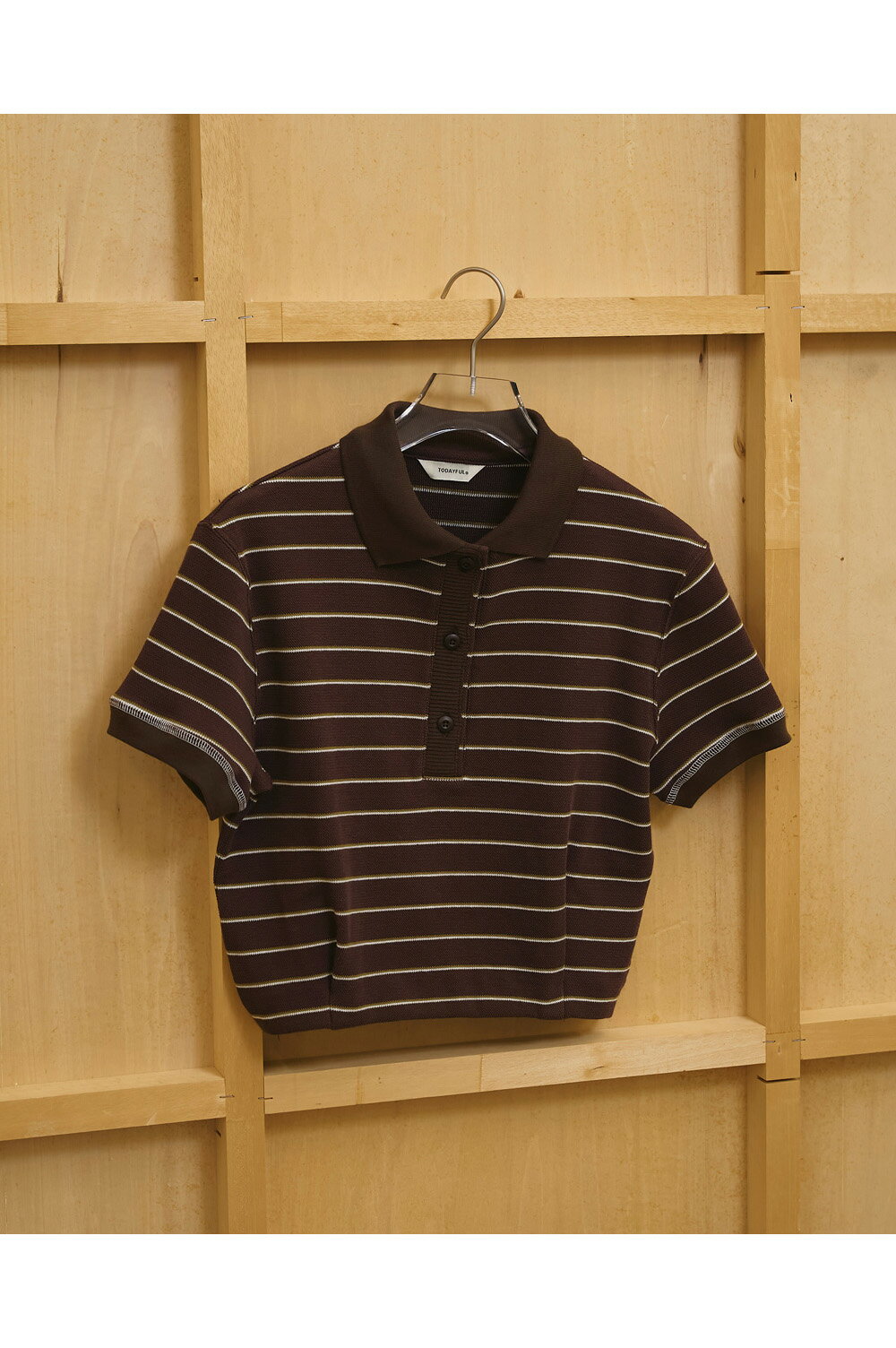 Rakuten - Border Polo Tops - CHOCOLATE (12610606) Todayful(トゥデイフル)