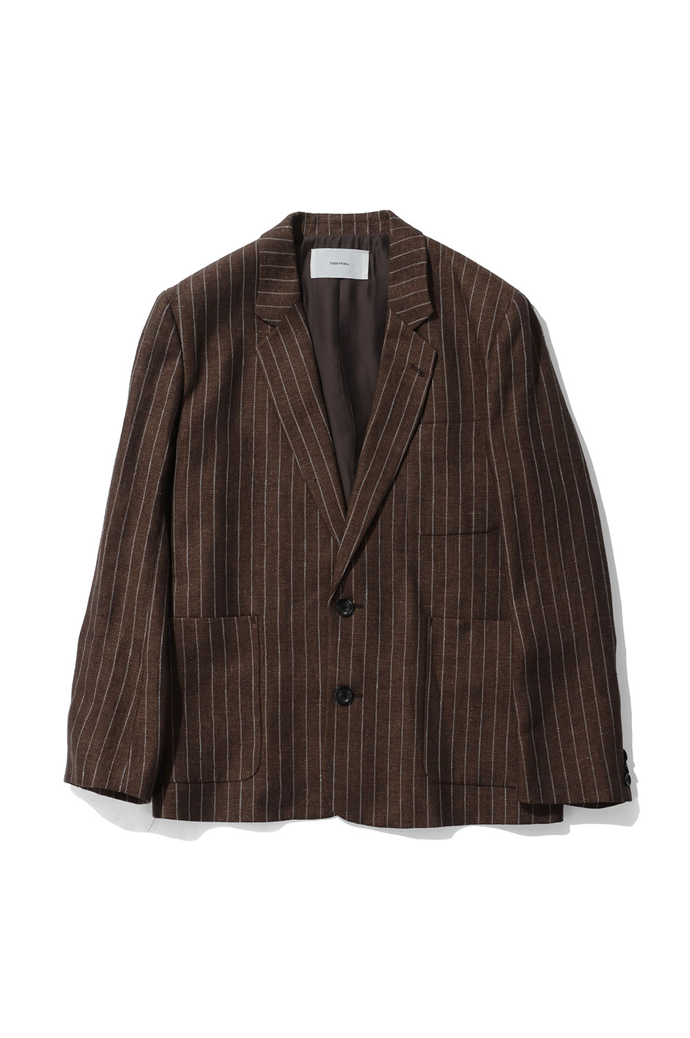Boyfriend Stripe Linen Jacket - BROWN (12610108) Todayful(トゥデイフル)