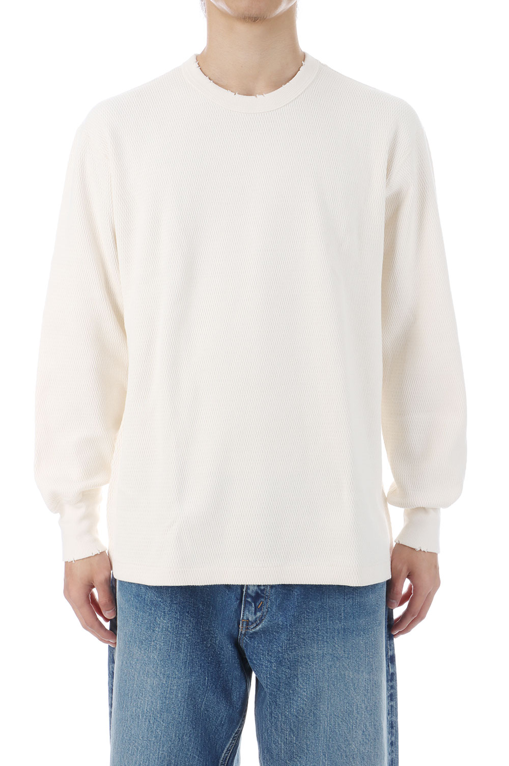 Rakuten - THERMAL KING RASCHEL HONEYCOMB CREW NECK L/S (W/DAMAGED) - NATURAL (#52027) Healthknit(ヘルスニット)