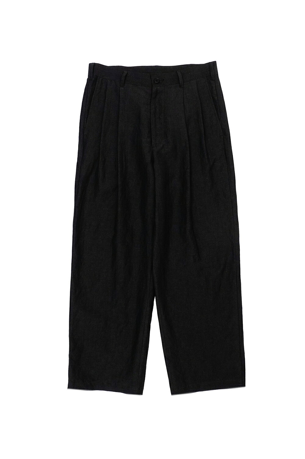 Half Pants, Shorts - WOOL LINEN 2 TUCK TROUSERS - CHARCOAL (261-60504) Universal Products(ユニバーサルプロダクツ)