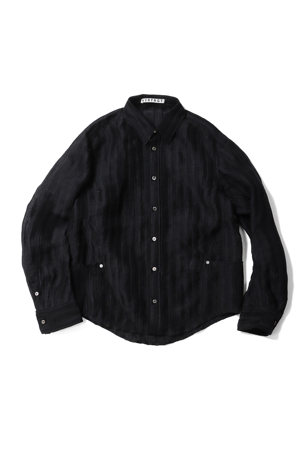 SEMI SHEER LONG SLEEVE SHIRT - BLACK (NF261S01) NVRFRGT(ネヴァーフォーゲット)