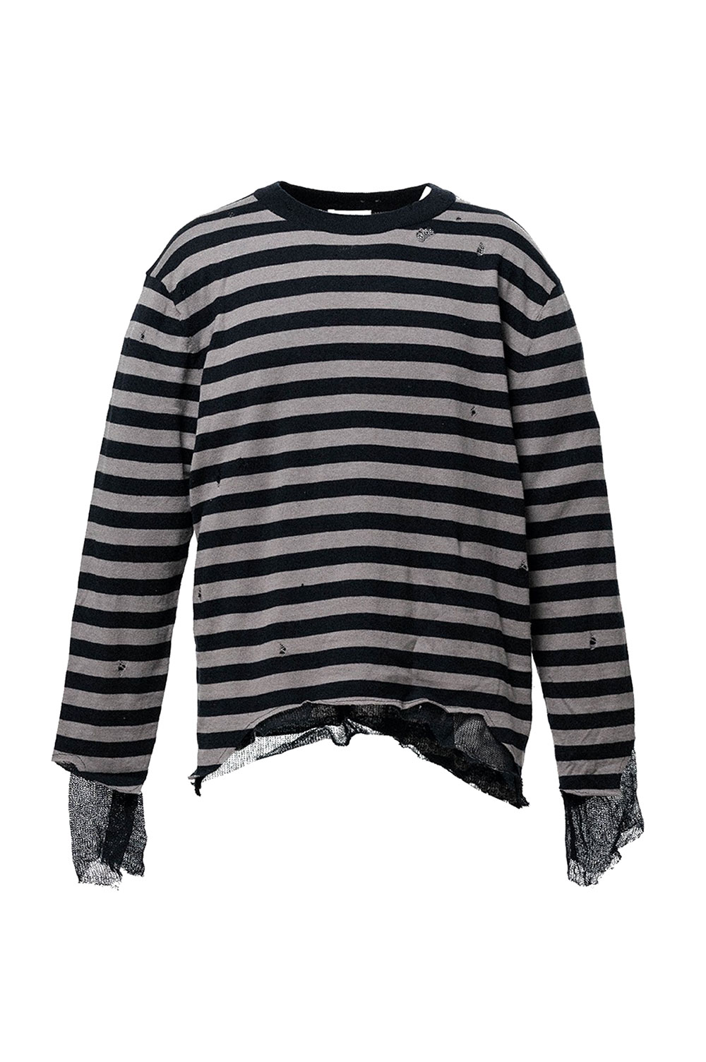 Layered Horizontal Striped Knit - BLACK (G16PO066) KAMIYA(カミヤ)