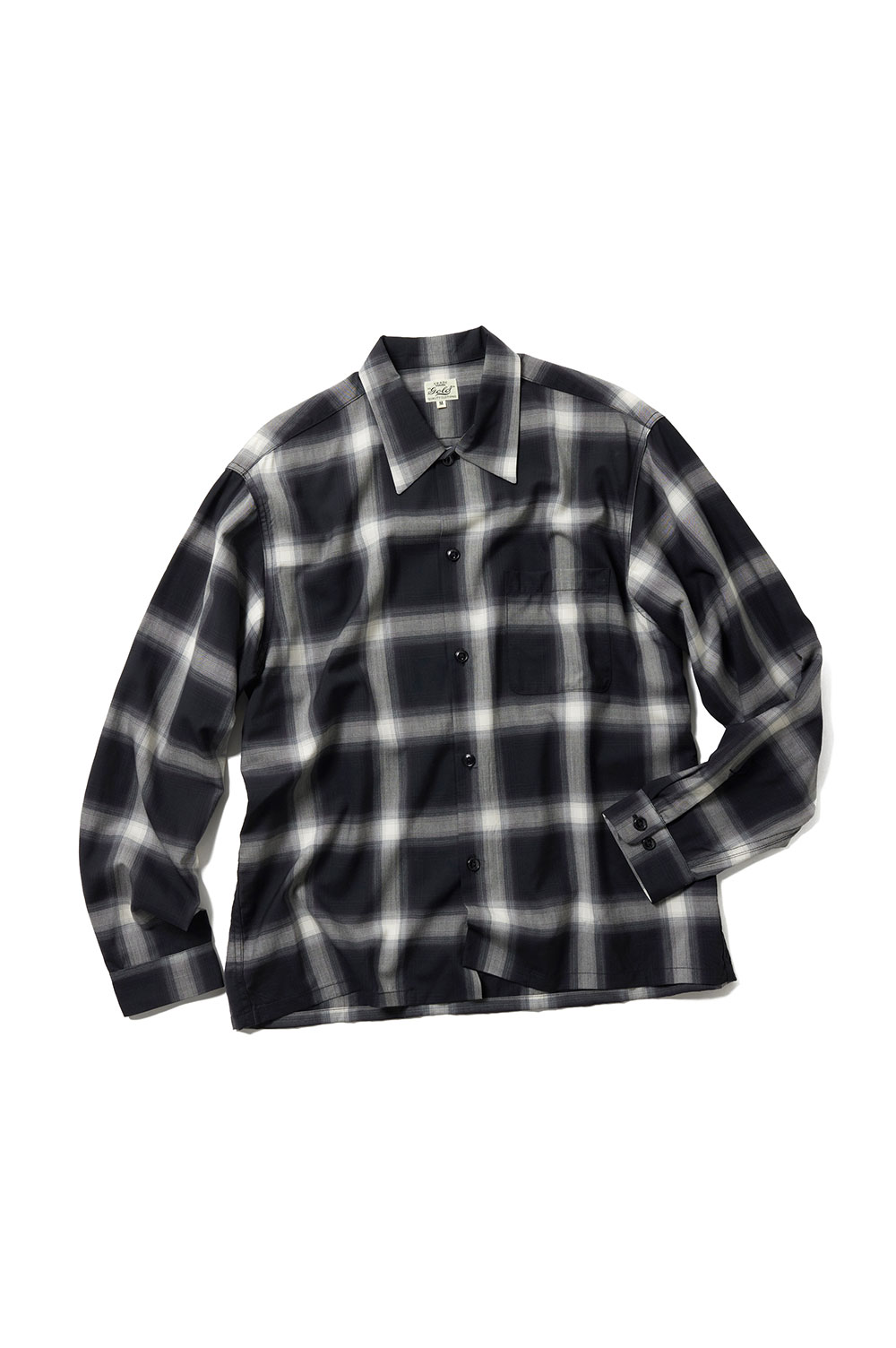 Rakuten - 【P10倍】WOOL Super 140' TROPICAL OPEN SHIRT - BLACK (GL29647) Gold(ゴールド)