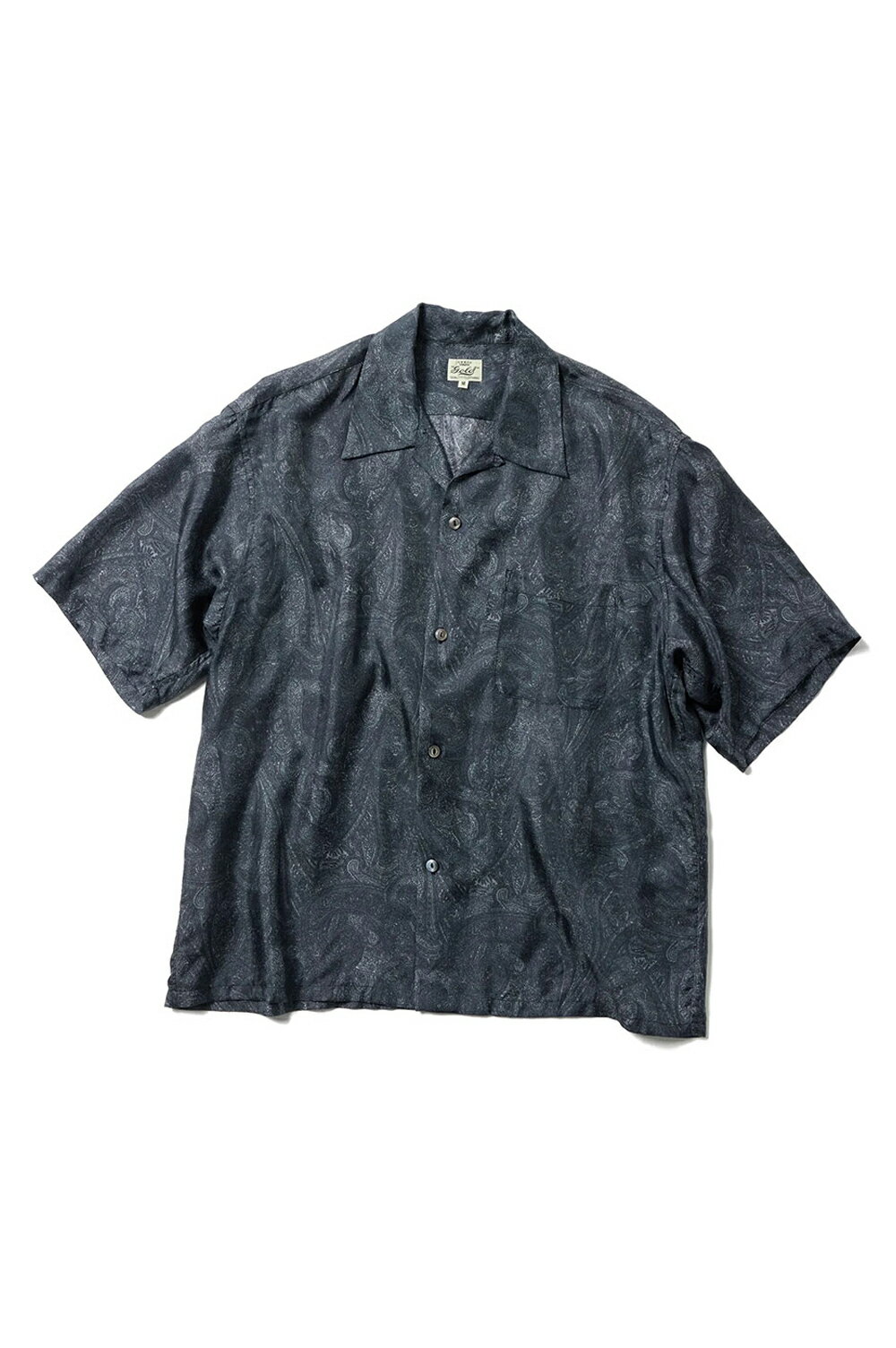 Rakuten - 【P10倍】PAISLEY PATTERN SILK TWILL S/S OPEN T-SHIRTS - BLACK (GL39651) Gold(ゴールド)