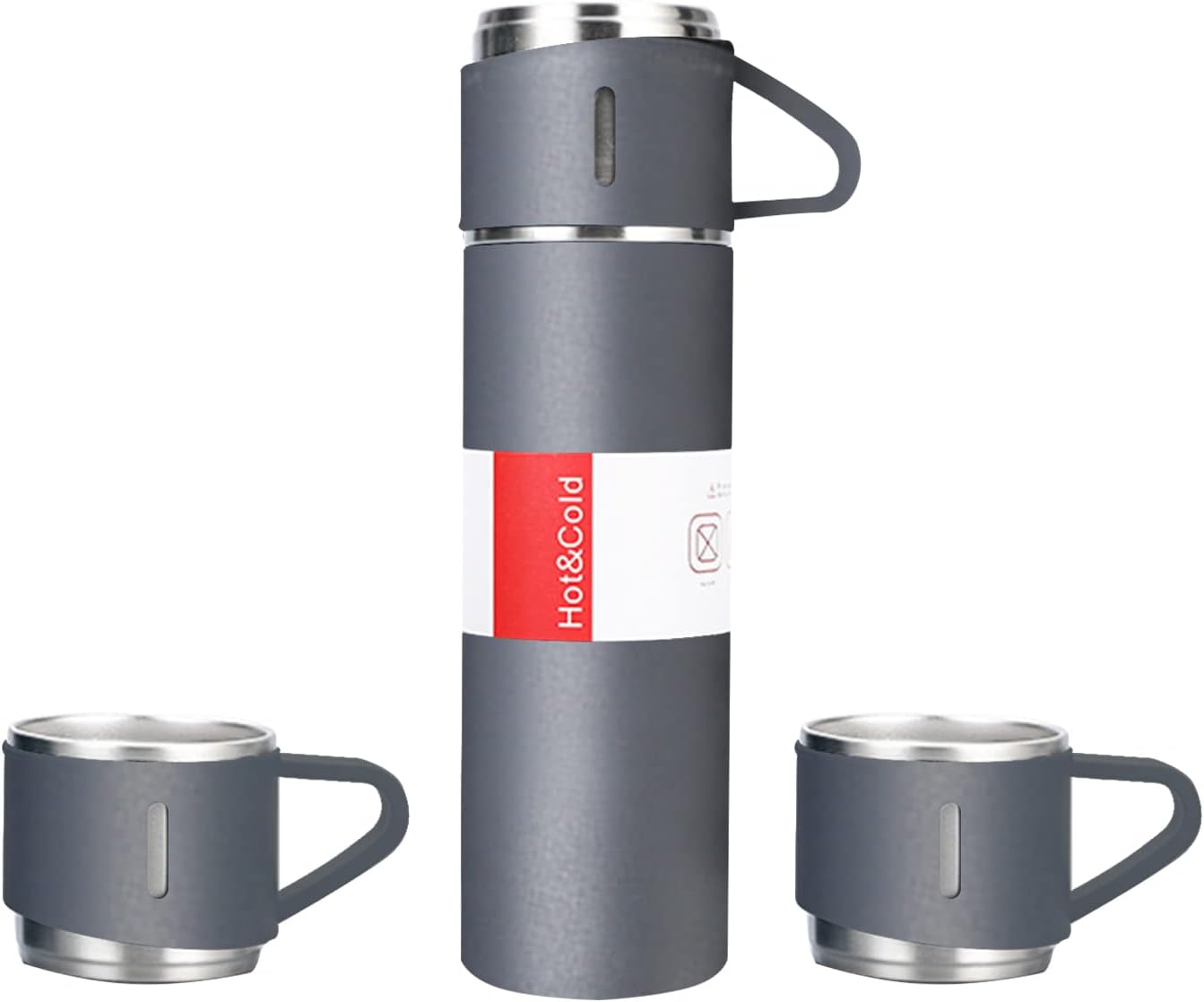 断熱魔法瓶 予備カップ 2 個付き ステンレススチール コーヒー トラベルマグ 耐久性 漏れ防止 コーヒータンブラー フラスコ カップ ホット&コールドドリンク用（500ML）