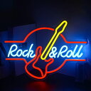 ネオンサイン ロックギター 多階段調光可 Rock&Rollネオンライト ギターロックLEDネオンサイン 音楽店看板 LED看板 USB給電 ギター 部屋飾り ...