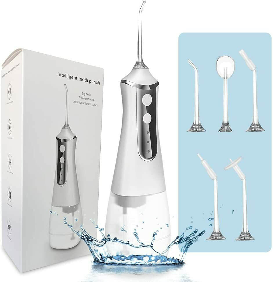 口腔洗浄器 350ML ホワイト 口腔洗浄機 口内洗浄器 超音波 ジェットウォッシャー ウォーターフロス USB充電式 IPX6防水 替えノズル5本 3つモード...