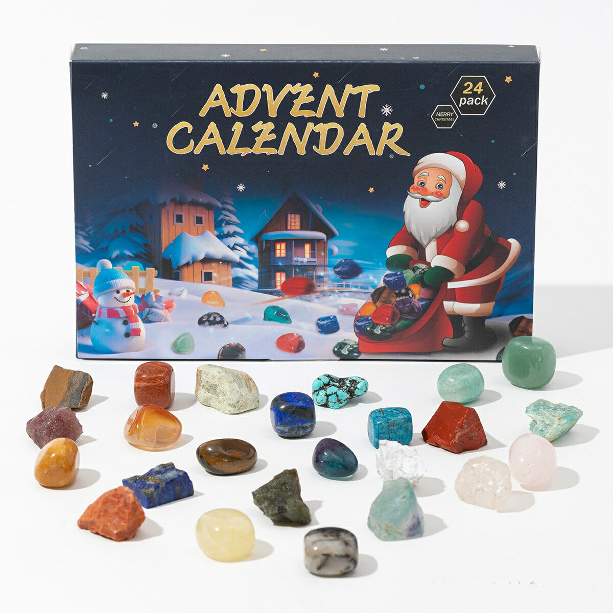 クリスマス アドベントカレンダー 完全ランダム・ブラインドボックス 24種類 天然水晶 原石 宝石 鉱石 ..