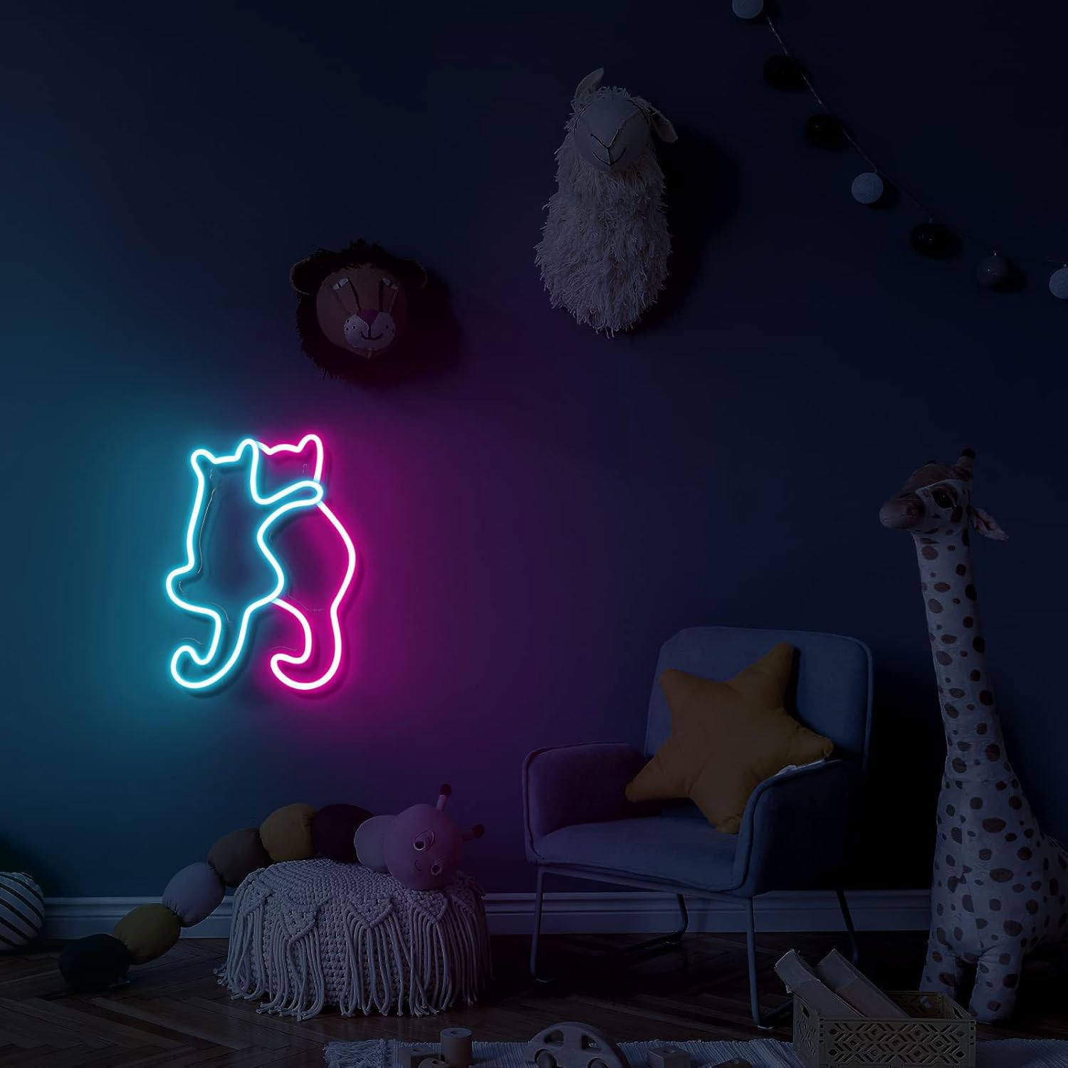 猫ネオン サインライト装飾 ネオンサイン 動物 装飾 USB操作 LEDネオンライトサイン 部屋の壁テーブル用バー クリスマス ホームパーティー 結婚式 誕生日 子供や 女の子の部屋用 ルームライト ナイトライト 2