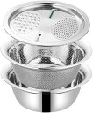 \期間限定★ポイント10倍/3点セット ステンレス おろし器 野菜スライサー キッチン キッチン水切り器 野菜調理器セット 野菜洗い用ふるい ステンレス洗面器 ...