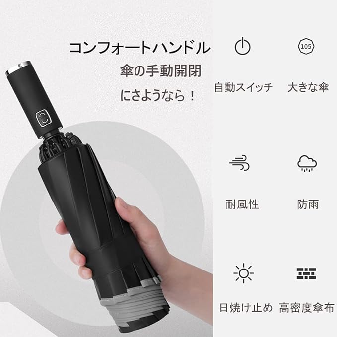 折りたたみ傘 レディース ワンタッチ自動開閉 反射テープ 頑丈な10本骨 日傘 台風対応 梅雨対策 軽量 携帯便利 UVカット 夏秋 紫外線遮蔽 遮光 遮熱 耐風 超撥水 晴雨兼用