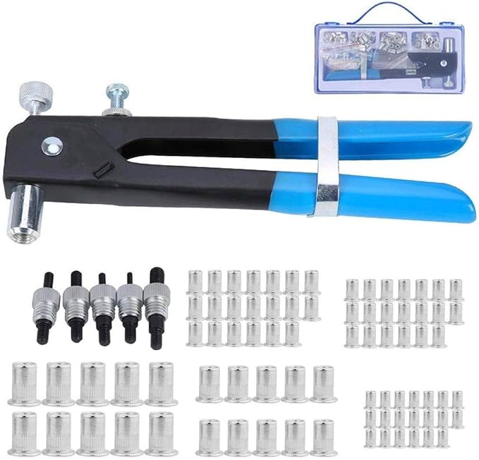 ハンドリベッターセット 86点セット 作業セット ネジ付き リベット ツール セット スチール アルミリベット 工具セット （M3/M4/M5/M6/M8）