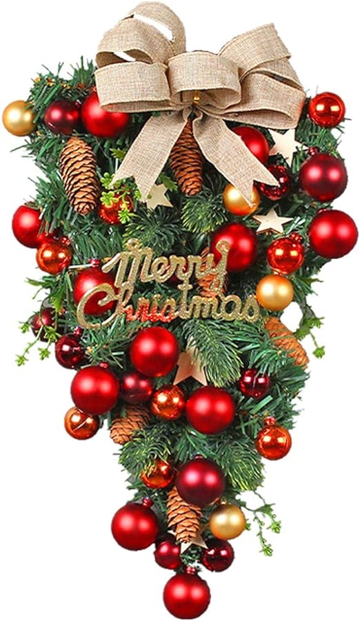 クリスマスリース 北欧風 玄関ドア フロア 壁飾り クリスマス飾リ 壁掛け 屋外 松かさ 松ぼっくり 鮮や..