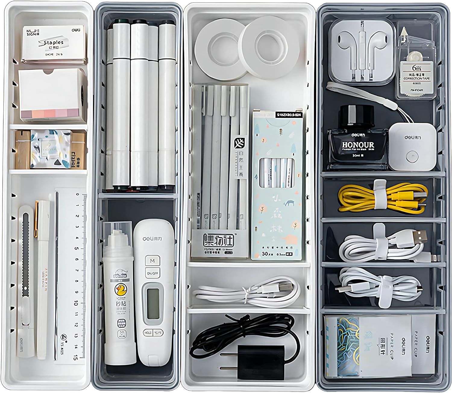 4個/セット 収納ケース 引き出し 小物 引き出しカトラリー収納トレー キッチン収納 食器収納 仕切り用..