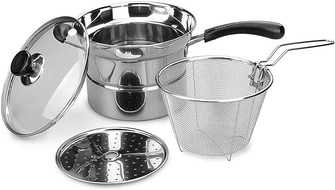 ザル付片手鍋（蒸しトレー付き） 深型片手鍋 パスタ 蕎麦 ラーメン 鍋，多用途お鍋蒸気、麺を調理する..