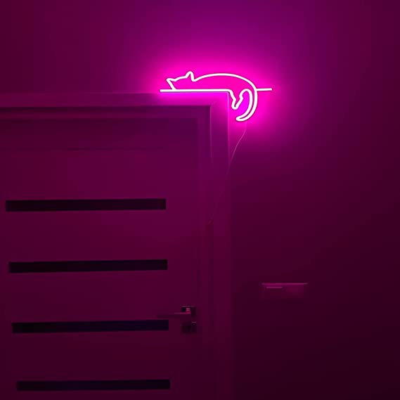 ネオンデコレーション-猫の形のライト-輝く猫のLEDライトルームベッドルームバーパ...