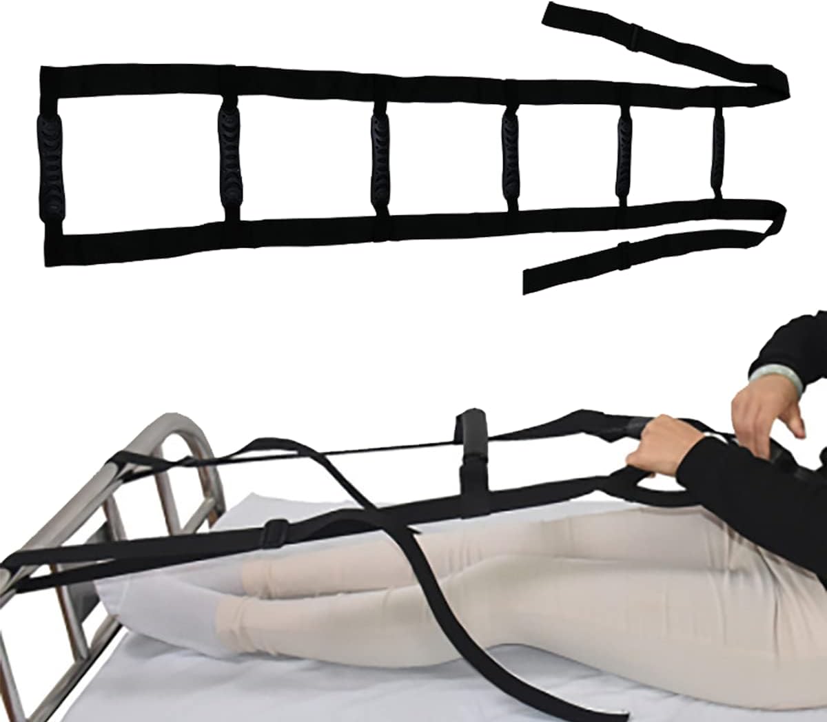 ベッド補助手すり ベッド用起き上がり手すり ベッド補助 起き上がり補助手すり 介護用サイドレール 5階段 1.3〜2m調整可能 簡単な取り付け 最大荷重150kg 滑り止め 手伝う負担軽減 高齢者 妊婦 不自由補助 起き上がり