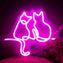\期間限定★ポイント10倍/ネオンサイン Two Cat 可愛い LED 猫 部屋 寝室 飾り物 店飾り USB