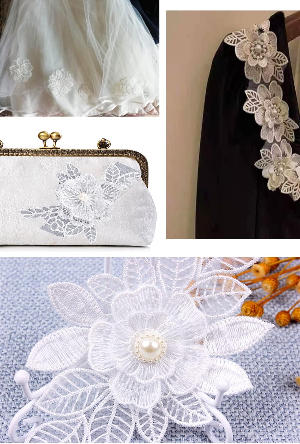 レース生地 刺繍花 刺繍 花柄 ケミカルレース レースリボン DIY 飾り 服 工芸品の装飾 縫製 補修 直接..