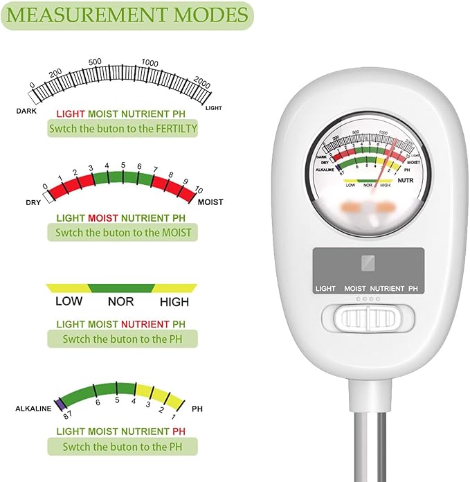 �ھ�¬��� �ھ�¬��᡼���� ¿��ǽ4 in 1 �ھ���ʬ�� ���տ�ʪ ��ʪ���̷�, Ph �ץץ����֡����ٷ׿�ʬ���󥵡� �᡼�������������ھ��ƥ��������������١������ǡ����ࡢ�����������Ѥ�¿��ǽ PH �ƥ����������ڻ��,���󥰥�ץ�����