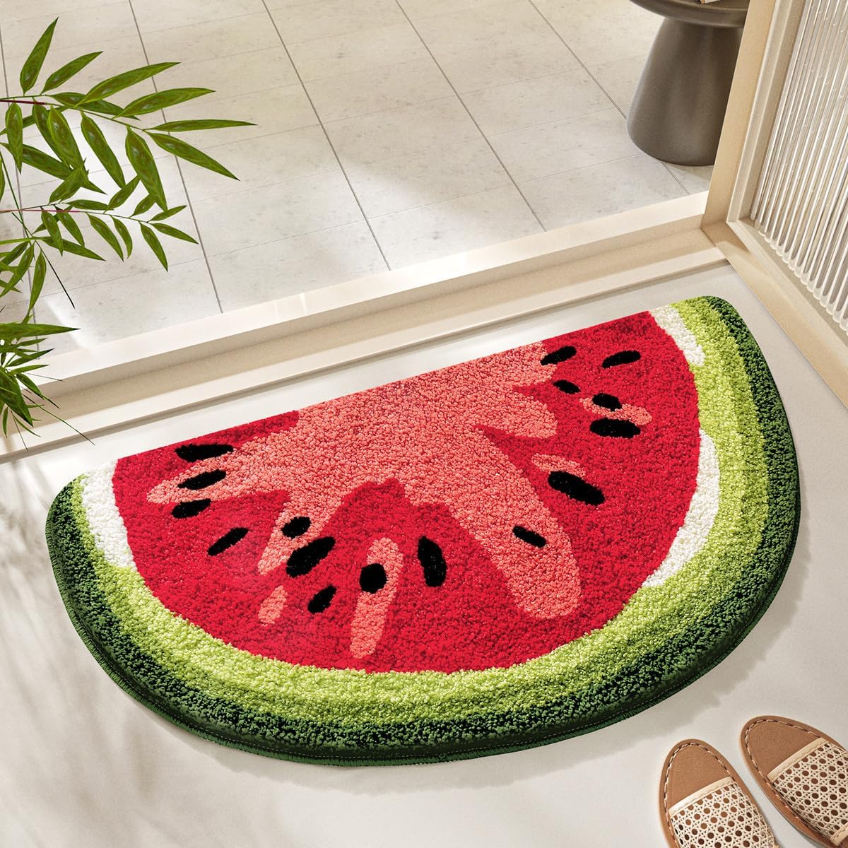 かわいいスイカバスマット超吸収性とノンスリップバスルームラグ洗濯機カーペットシンク、シャワーとベッドルーム(78.7cmx43.2cm)