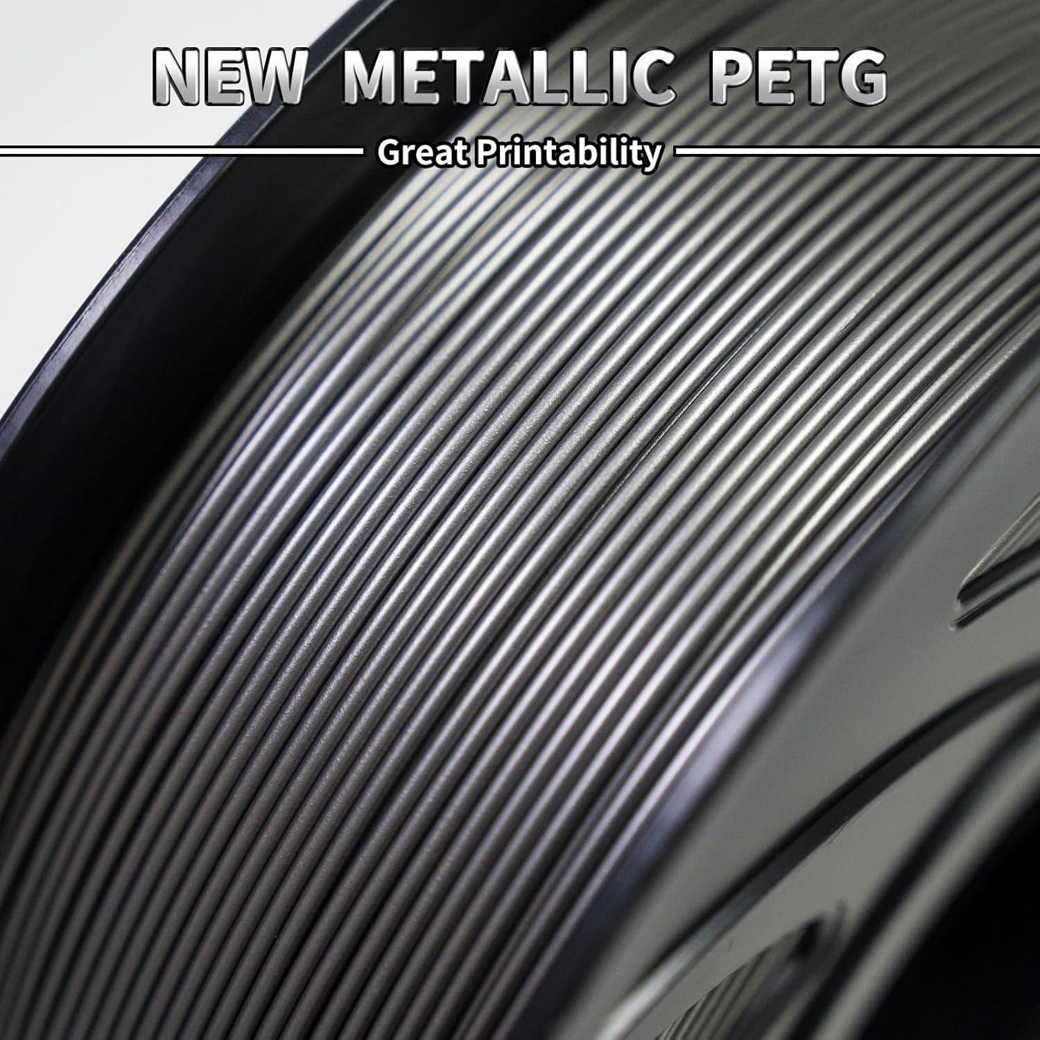 [無料配送]PETGフィラメント 1.75mm メタル ライト グレー 3D プリンター フィラメント精度 +/- 0.05mm 3D プリンター用 1KG スプール (2.2 LBS)