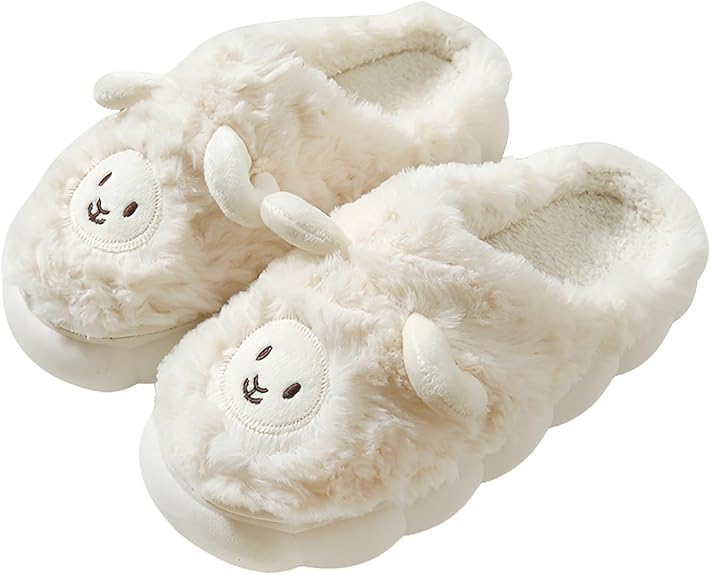 スリッパ レディーススリッパ あったかい 室内履き 羊 可愛い 美脚 4cm厚底 ルームシューズ 動物 かわいい おしゃれ ボアスリッパ もこもこ 暖かい ルー...